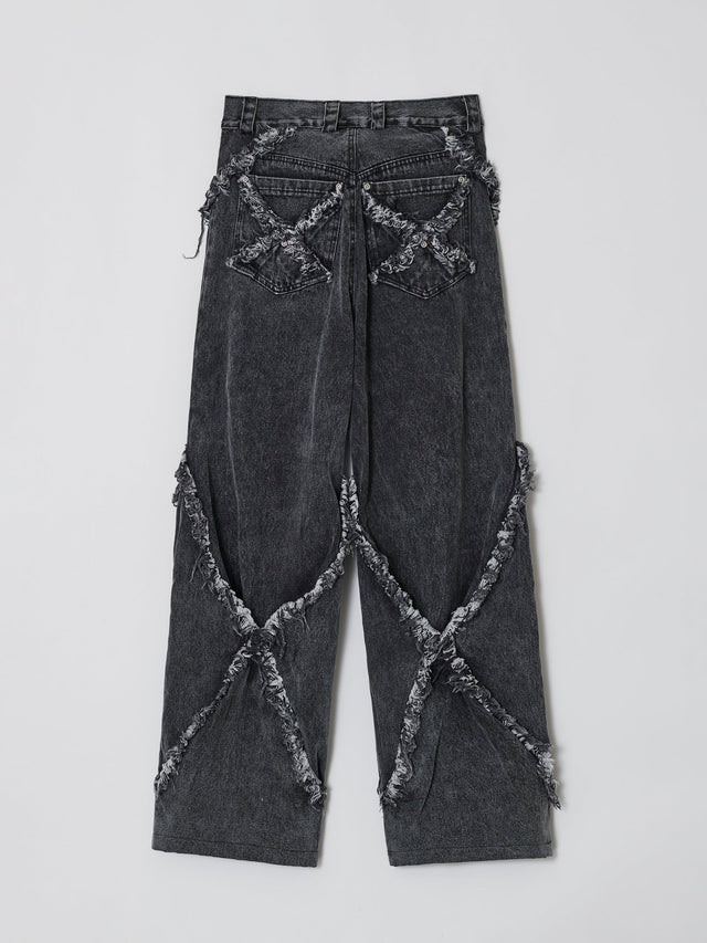 SS24 ‘BAD SPORTS’ FRAY DOUBLE X BAGGY JEANS (-40%)