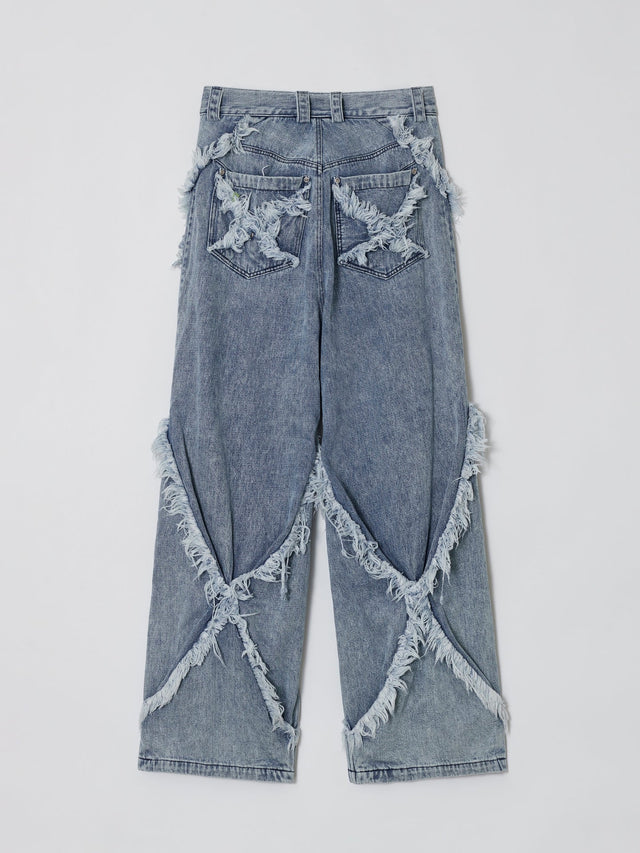 SS24 ‘BAD SPORTS’ FRAY DOUBLE X BAGGY JEANS (-40%)