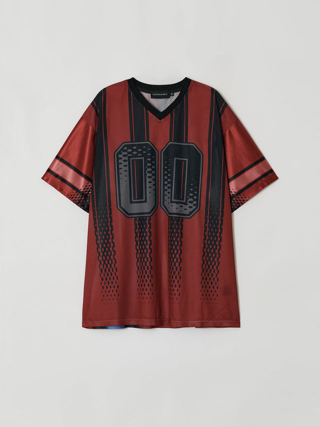 SS25 ‘TWIST’ G00M RED FOOTBALL TOP (-30%)