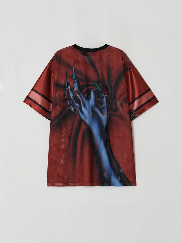 SS25 ‘TWIST’ G00M RED FOOTBALL TOP (-30%)