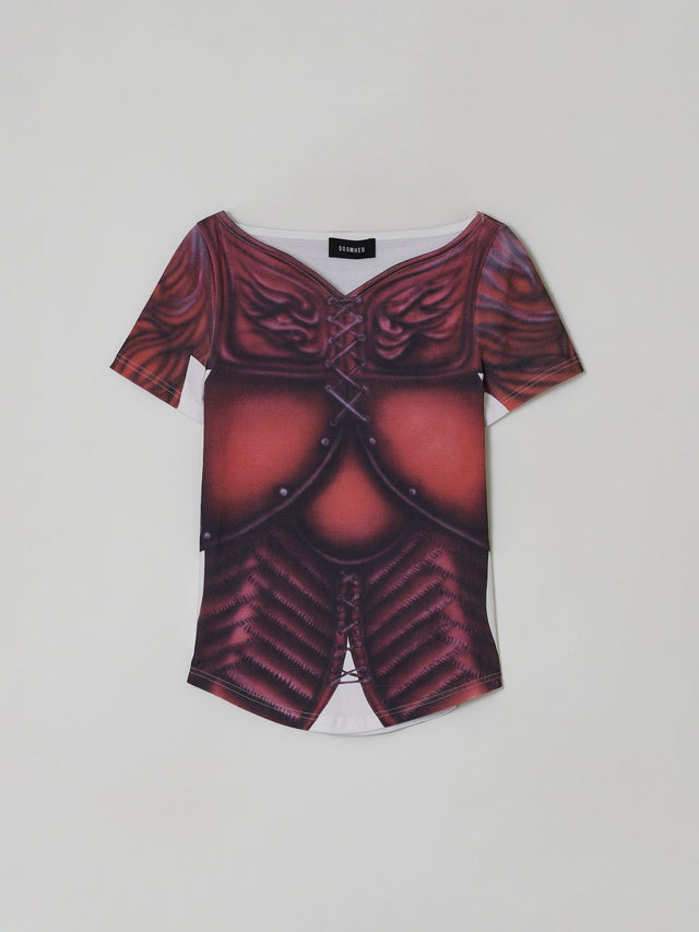 SS23 ‘DYSTOPIAN BEACH’ RED ARMOUR AIR BRUSH PRINT TOP (-30%)