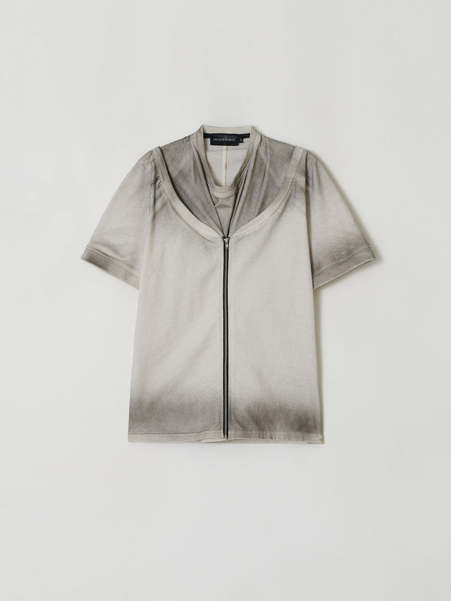 SS25 ‘TWIST’ FRONT ZIP UP T-SHIRT (-30%)