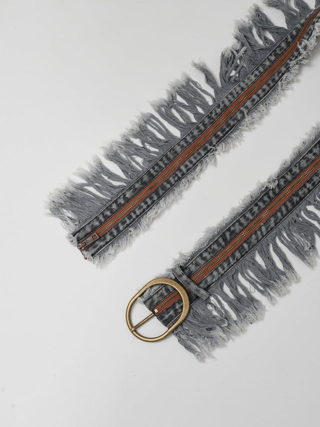 SS24 ‘BAD SPORTS’ FRAY BELT (GREY)