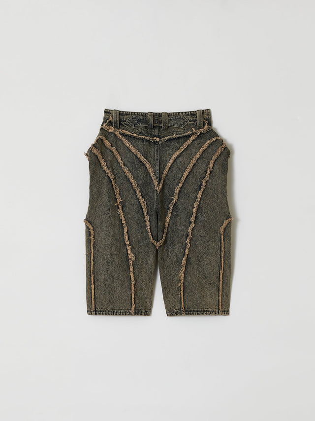 SS26 ‘STATIC’ RAW EDGE BLACKHOLE BERMUDA PANTS (-30%)