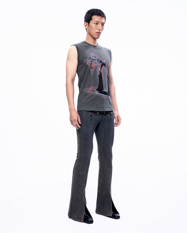 AW23 ‘RIDERS’ FURRY SKELETON PRINT SLEEVELESS TOP (-30%)
