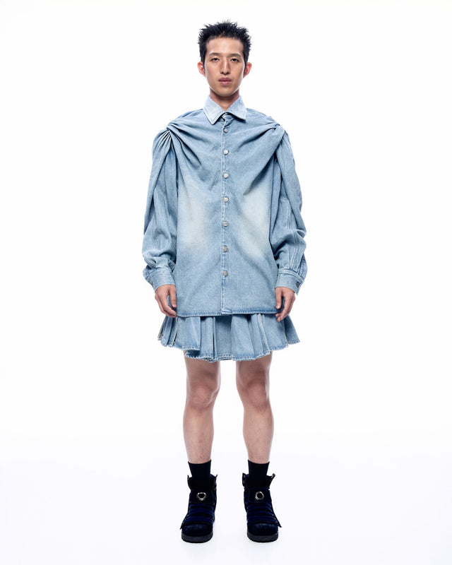 SS26 ‘STATIC’ DENIM TWIST SHIRT (-30%)