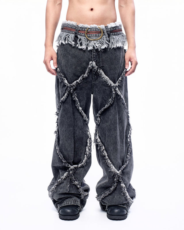 SS24 ‘BAD SPORTS’ FRAY BELT (GREY)