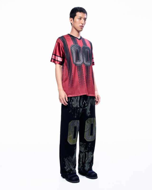 SS25 ‘TWIST’ G00M RED FOOTBALL TOP (-30%)