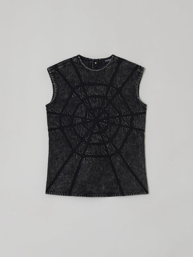 SS23 ‘DYSTOPIAN BEACH’ DENIM SPIDERWEB TOP (-30%)