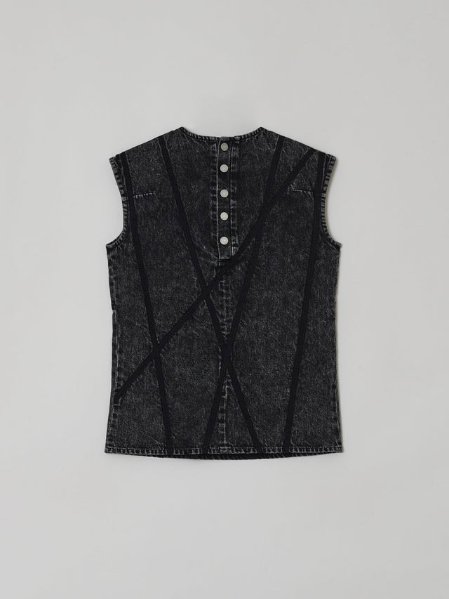 SS23 ‘DYSTOPIAN BEACH’ DENIM SPIDERWEB TOP (-30%)