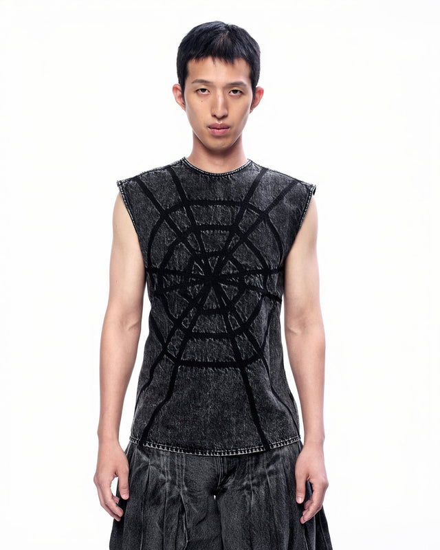 SS23 ‘DYSTOPIAN BEACH’ DENIM SPIDERWEB TOP (-30%)