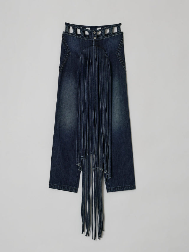 SS22 FRONT CIRCLE PANEL FRINGE JEANS (-40%)