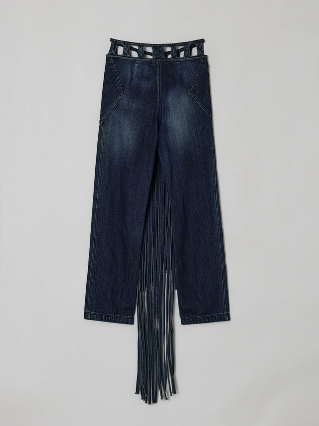 SS22 FRONT CIRCLE PANEL FRINGE JEANS (-40%)