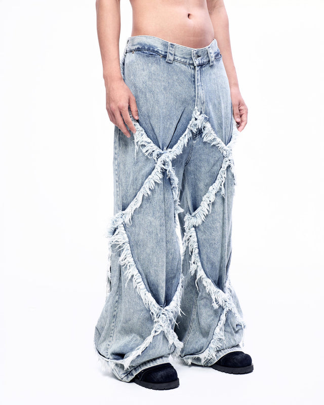 SS24 ‘BAD SPORTS’ FRAY DOUBLE X BAGGY JEANS (-40%)