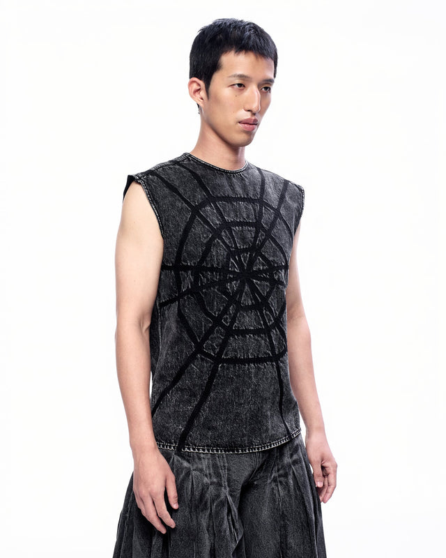 SS23 ‘DYSTOPIAN BEACH’ DENIM SPIDERWEB TOP (-30%)