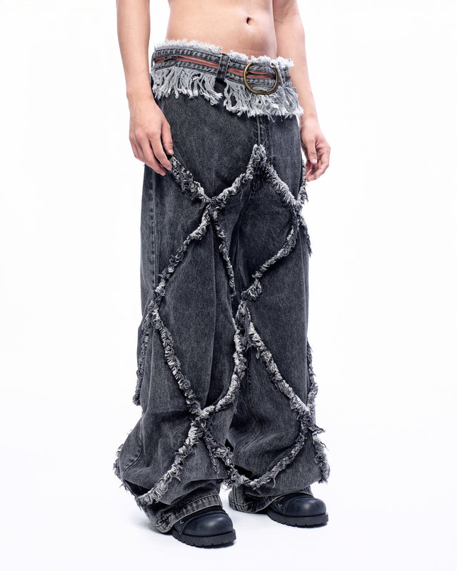 SS24 ‘BAD SPORTS’ FRAY DOUBLE X BAGGY JEANS (-40%)