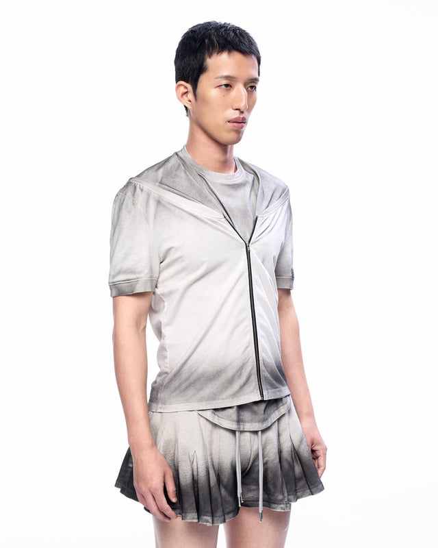 SS25 ‘TWIST’ FRONT ZIP UP T-SHIRT (-30%)