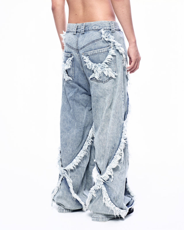 SS24 ‘BAD SPORTS’ FRAY DOUBLE X BAGGY JEANS (-40%)