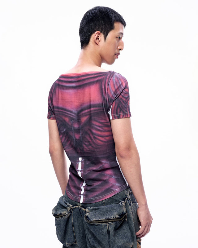 SS23 ‘DYSTOPIAN BEACH’ RED ARMOUR AIR BRUSH PRINT TOP (-30%)