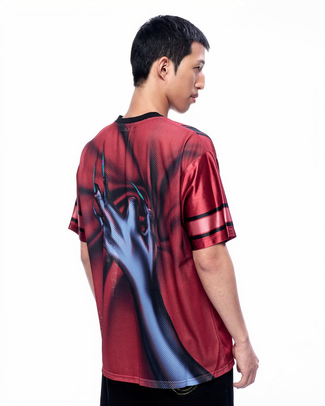 SS25 ‘TWIST’ G00M RED FOOTBALL TOP (-30%)