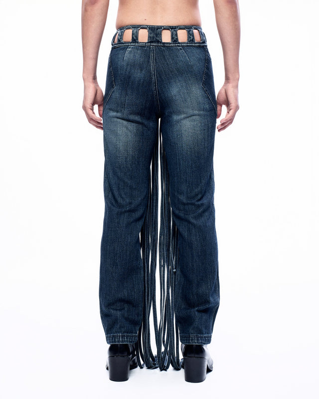 SS22 FRONT CIRCLE PANEL FRINGE JEANS (-40%)