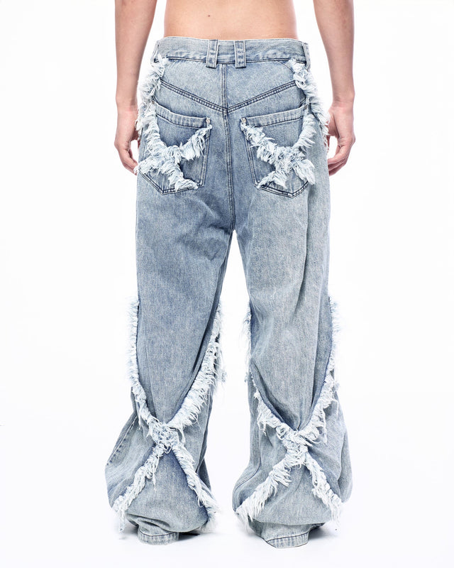SS24 ‘BAD SPORTS’ FRAY DOUBLE X BAGGY JEANS (-40%)