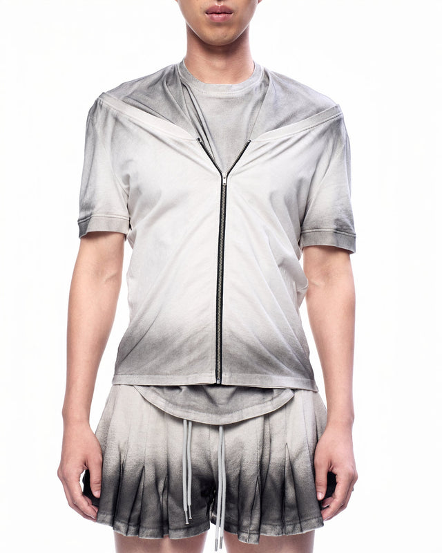 SS25 ‘TWIST’ FRONT ZIP UP T-SHIRT (-30%)