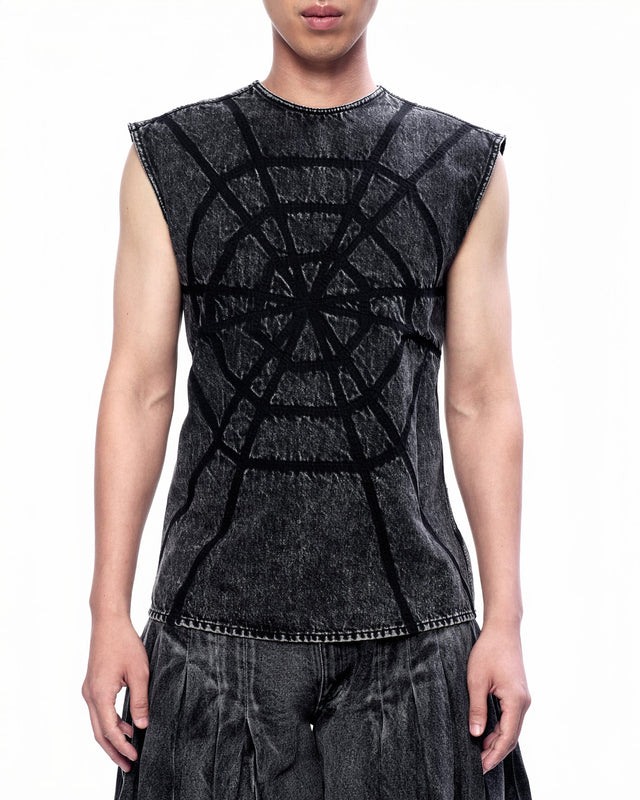 SS23 ‘DYSTOPIAN BEACH’ DENIM SPIDERWEB TOP (-30%)