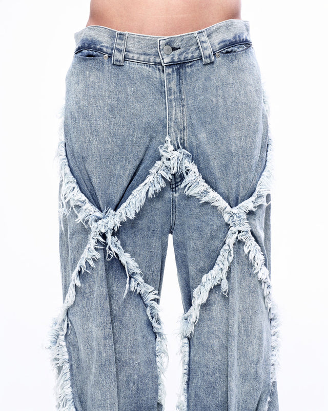 SS24 ‘BAD SPORTS’ FRAY DOUBLE X BAGGY JEANS (-40%)