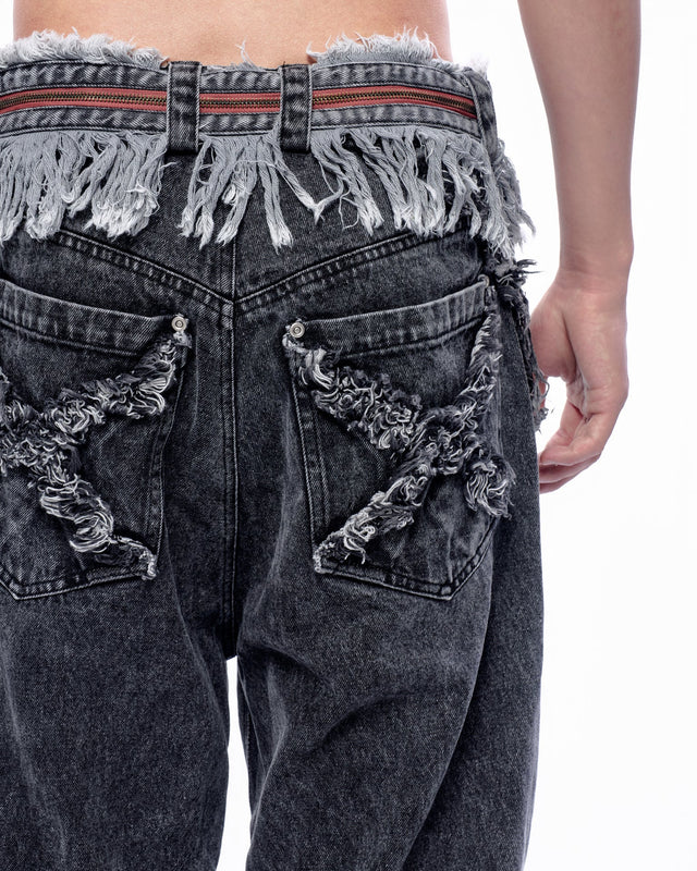 SS24 ‘BAD SPORTS’ FRAY DOUBLE X BAGGY JEANS (-40%)