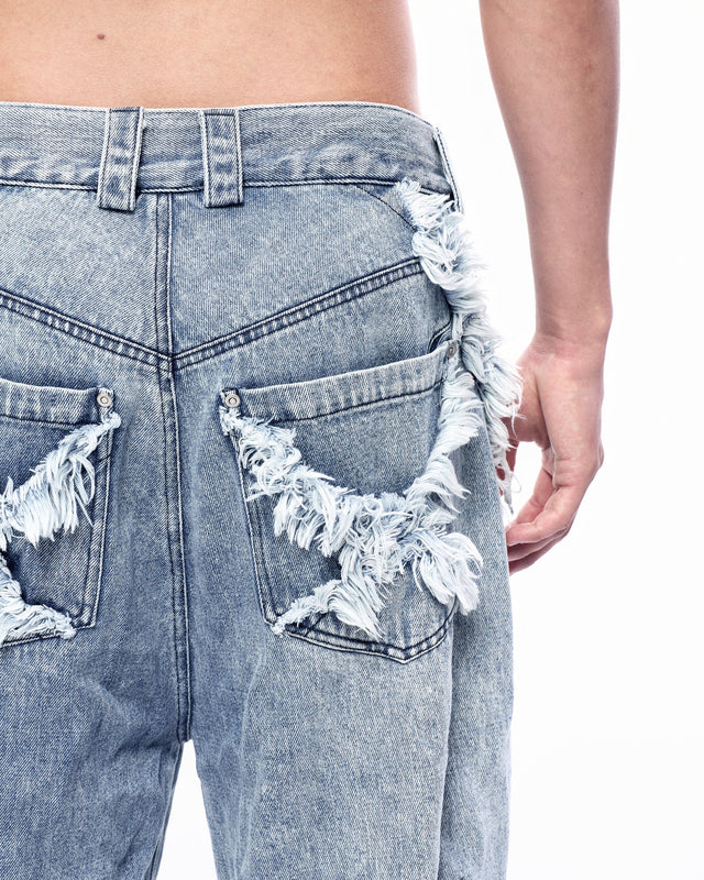 SS24 ‘BAD SPORTS’ FRAY DOUBLE X BAGGY JEANS (-40%)