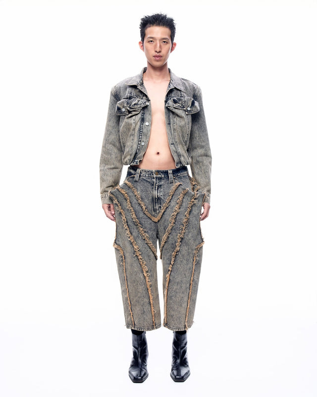 SS26 ‘STATIC’ RAW EDGE BLACKHOLE BERMUDA PANTS (-30%)
